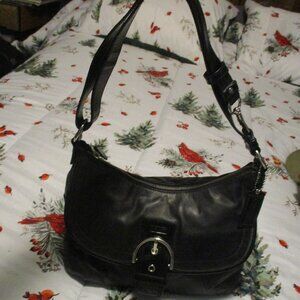 Coach Soho F19580 Black Leather Medium Flap Satchel/Crossbody